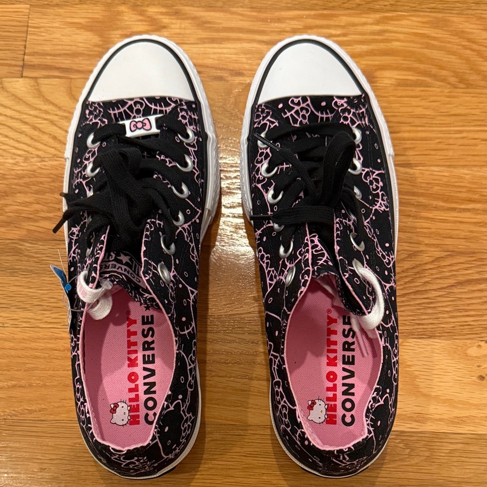 Converse Hello Kitty Black and Pink Patterned Sneakers